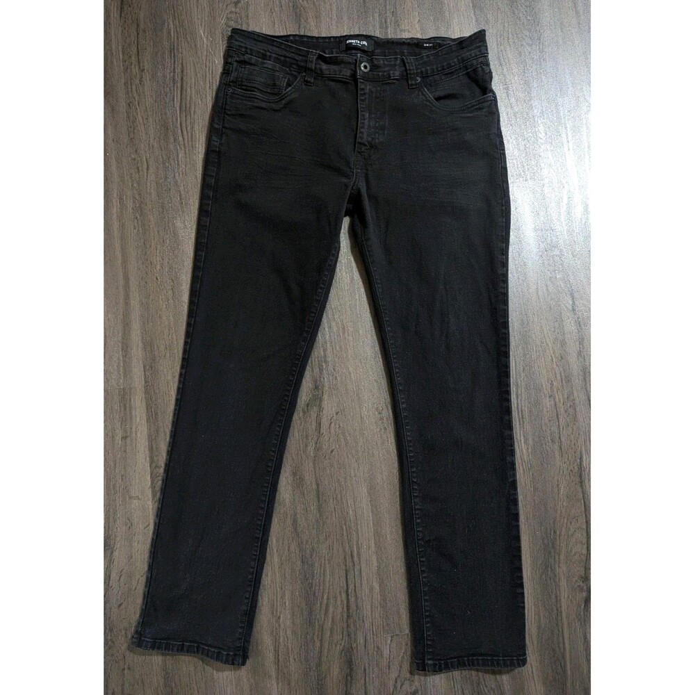 Kenneth Cole New York Mens 36x32 Slim Fit Watts Black Stretch Premium Denim Jean